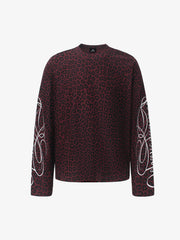 Maglietta a maniche lunghe con stampa leopardata e motivo waffle.
