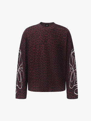 Leopard Graphic Waffle Long Sleeve Tee