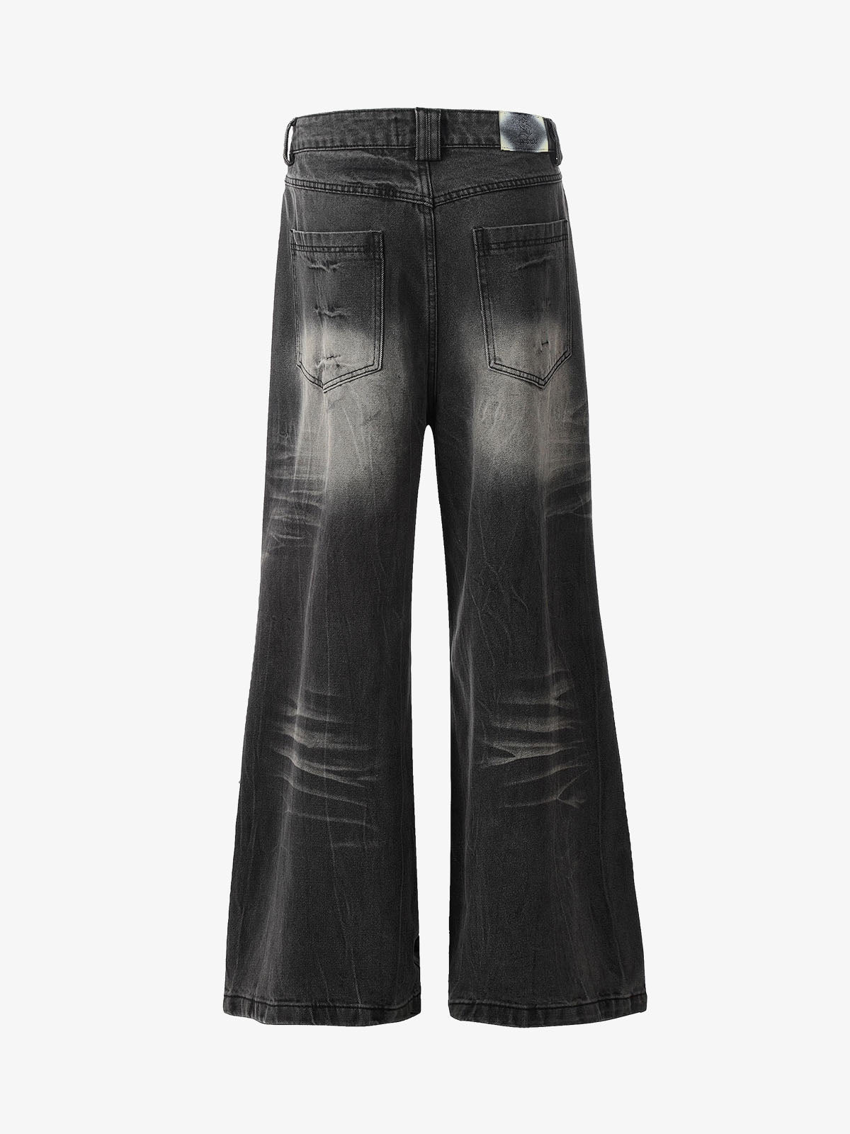 Vintage Washed Distressed Flared Jeans 