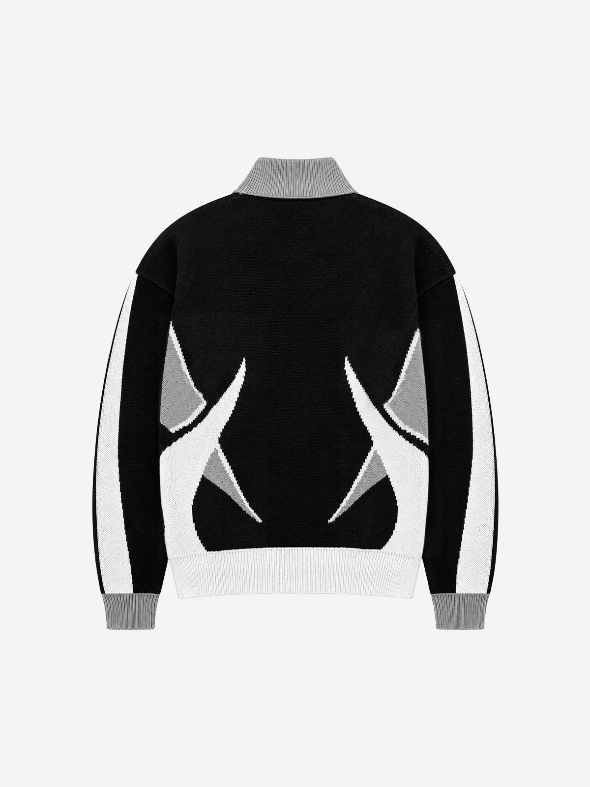 Scorpion Graphic Color Block Stand-Collar Knit Cardigan