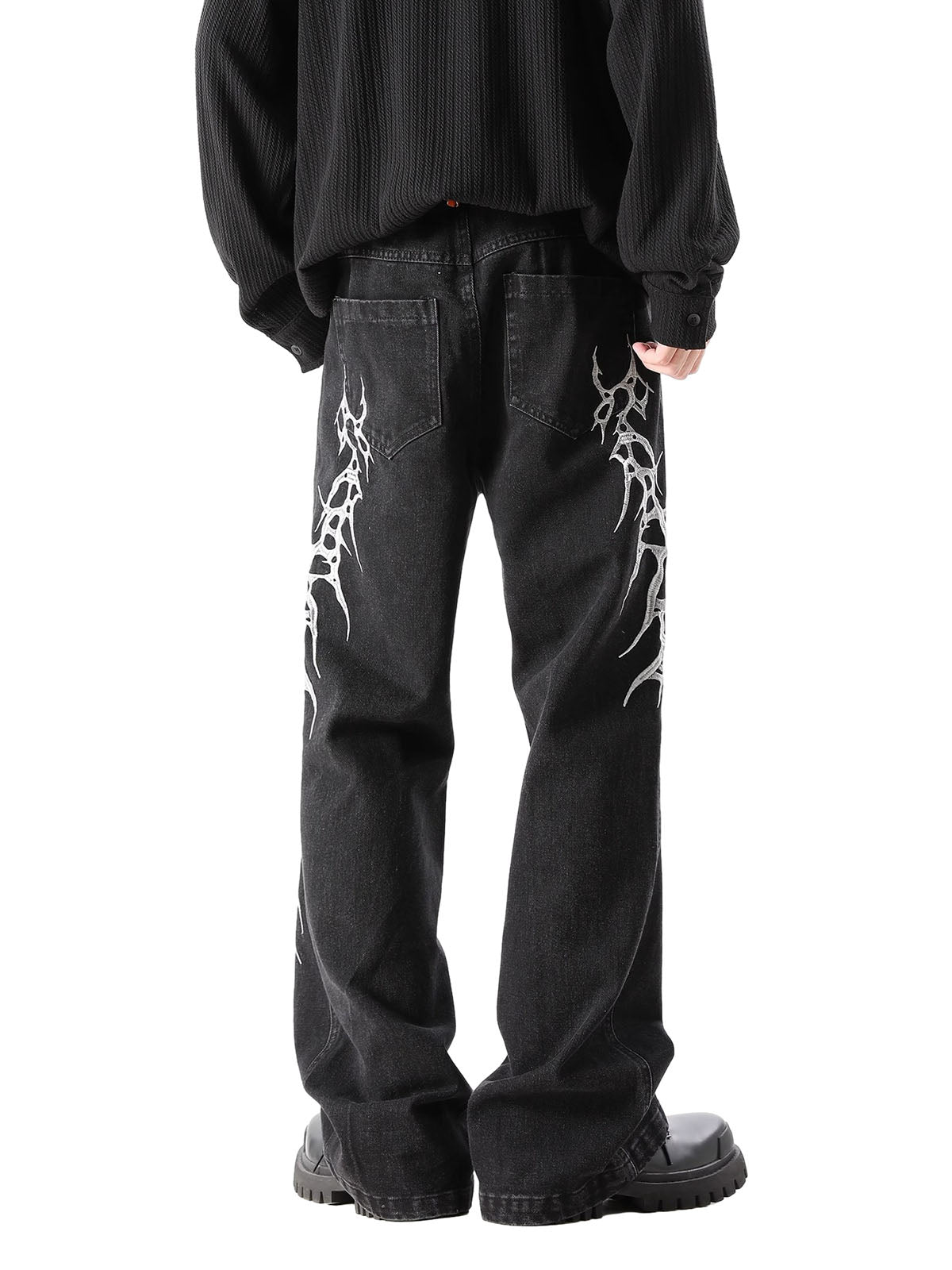 Graphic Embroidered Straight Jeans - 2280