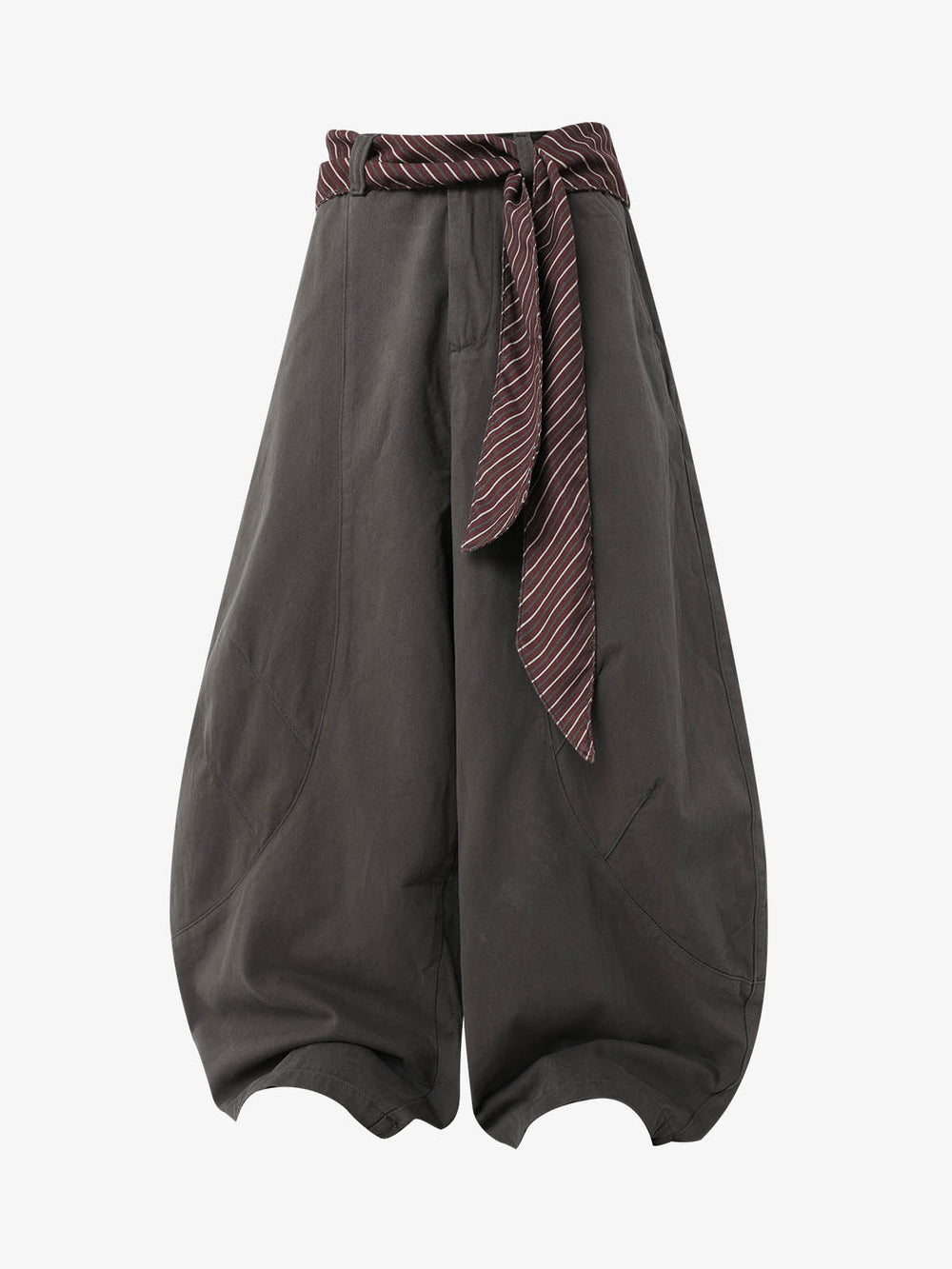 Sash-Belt Curved Balloon Pants 