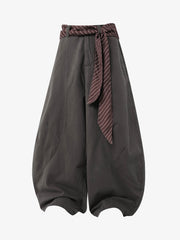 Sash-Belt Curved Balloon Pants 