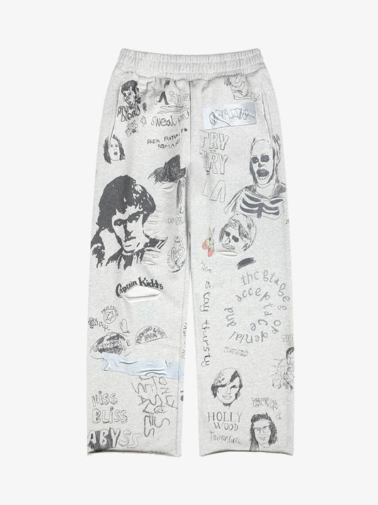 Graffiti Art Print Lounge Baggy Pants 
