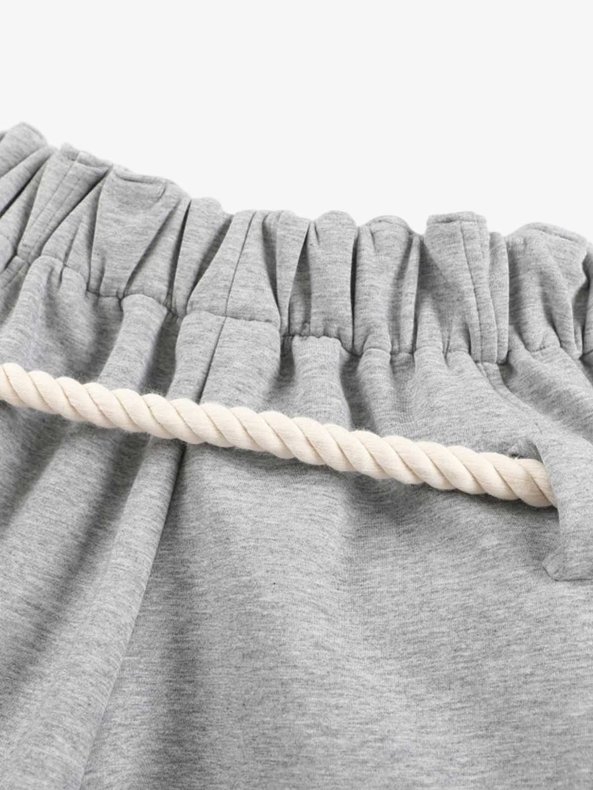 Decorative Rope Detail Wide Leg Sweatpants 