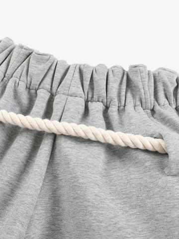 Decorative Rope Detail Wide Leg Sweatpants 