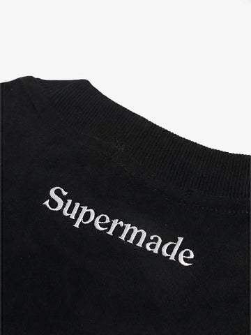 Suede Logo Embroidered Patchwork Short Sleeve T-Shirt 