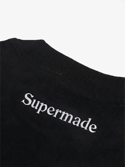 Suede Logo Embroidered Patchwork Short Sleeve T-Shirt 