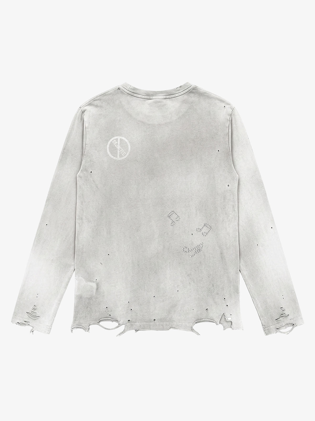 Guitar Music Note Graphic Distressed Long Sleeve Tee