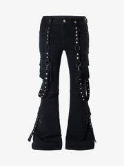 Studded Flared-Hem Utility Jeans