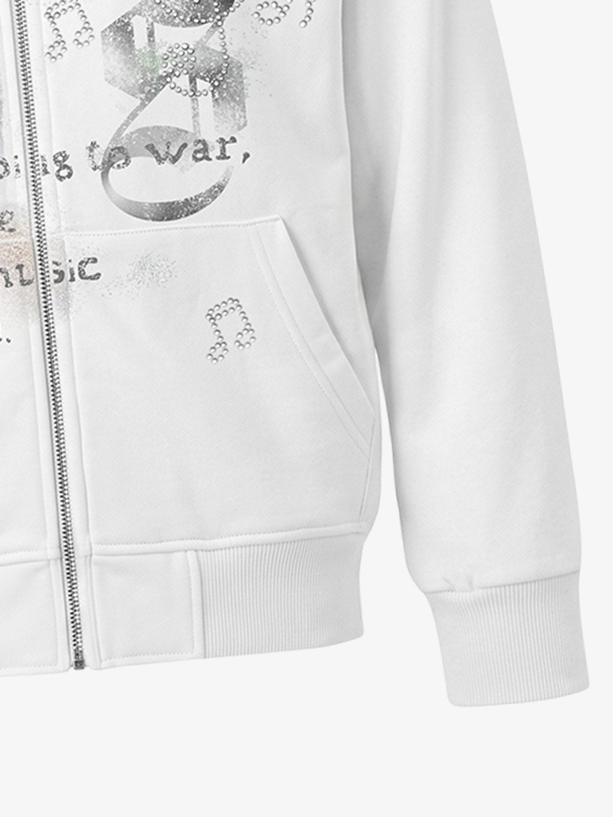Portrait Music Note Rhinestone Zip Hoodie