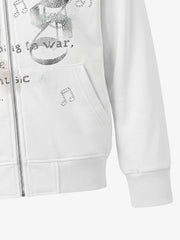 Portrait Music Note Rhinestone Zip Hoodie