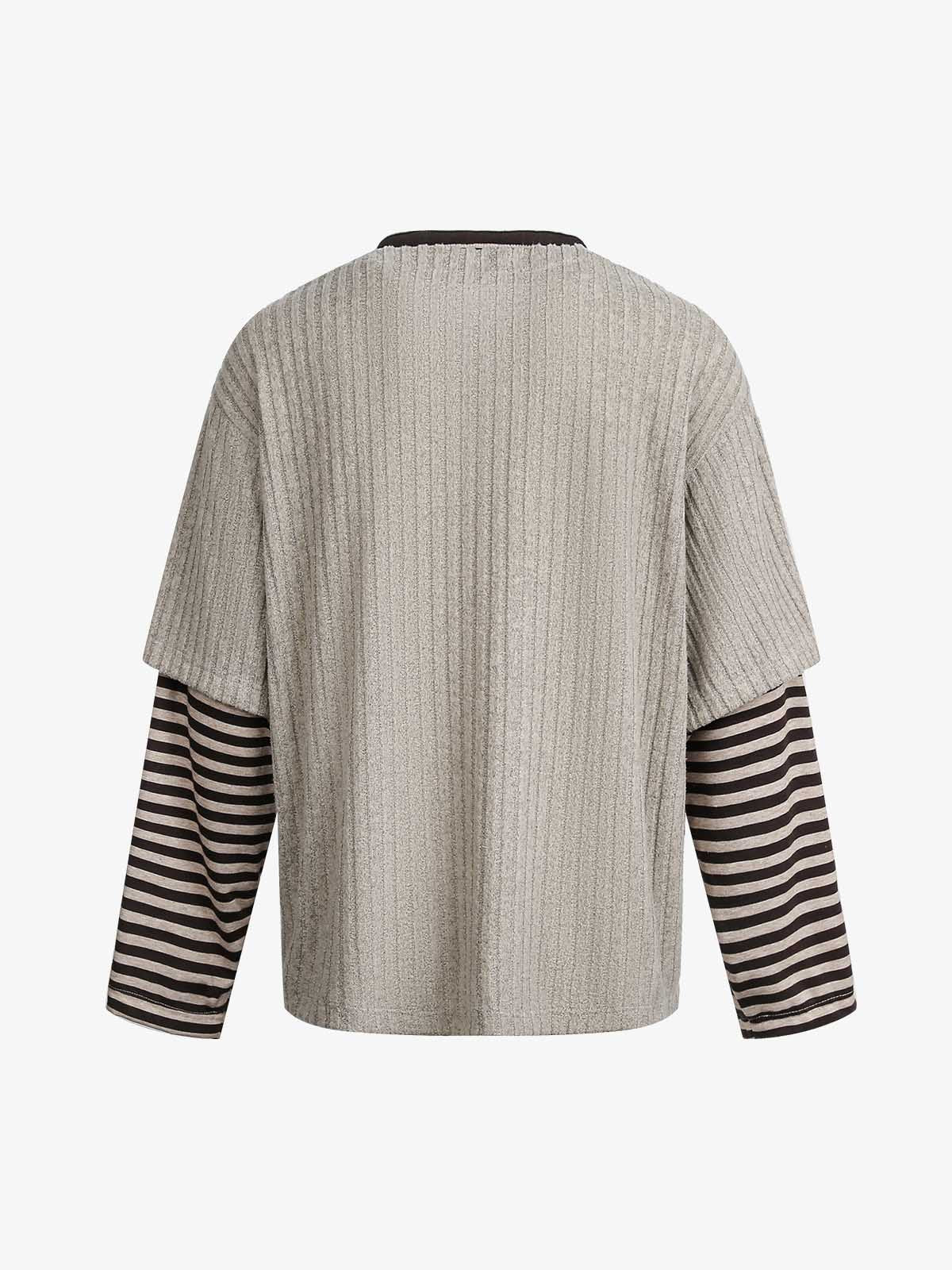 Cartoon Graffiti Graphic Striped Layered Long Sleeve Tee