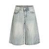 Light Wash Denim Wide Leg Bermuda Shorts for Women High Waist Casual Summer Style 
