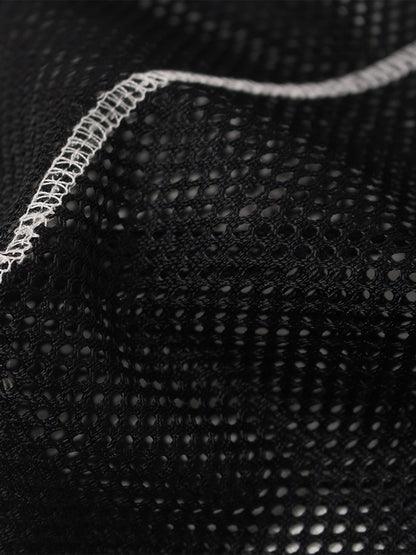 Mesh Jersey T-Shirt with Red Number 03 Print and Stitched Details 