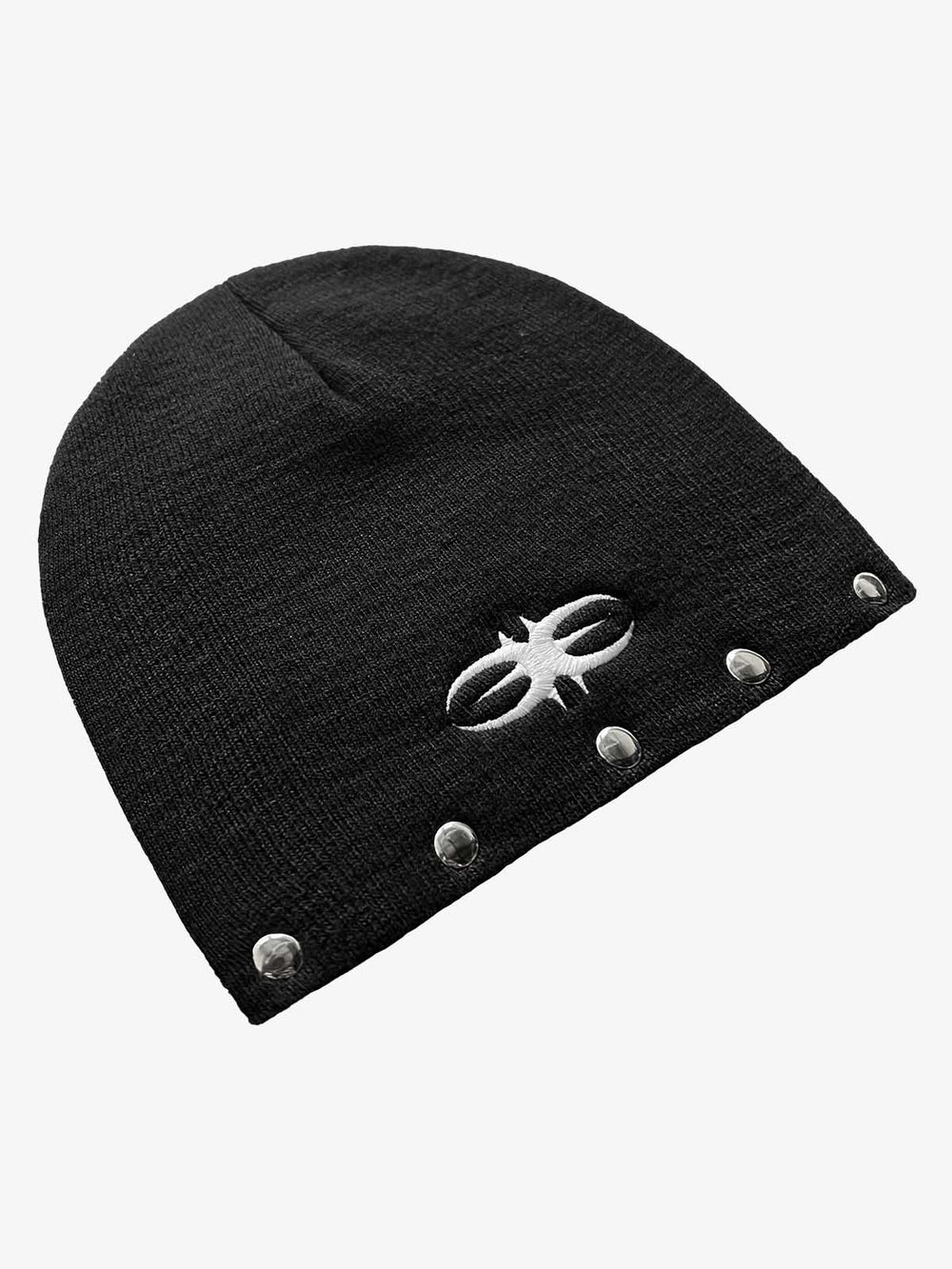 Dark Gothic Embroidered & Studded Knit Beanie