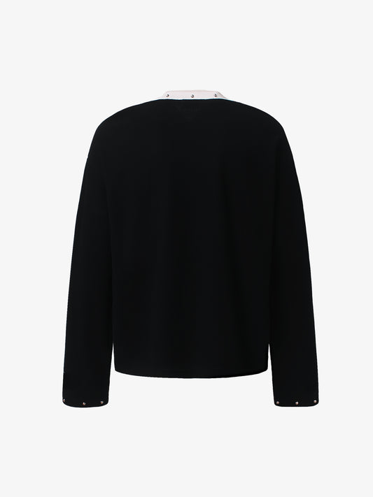 Langarmshirt mit Nietenmund-Grafik und Waffelmuster