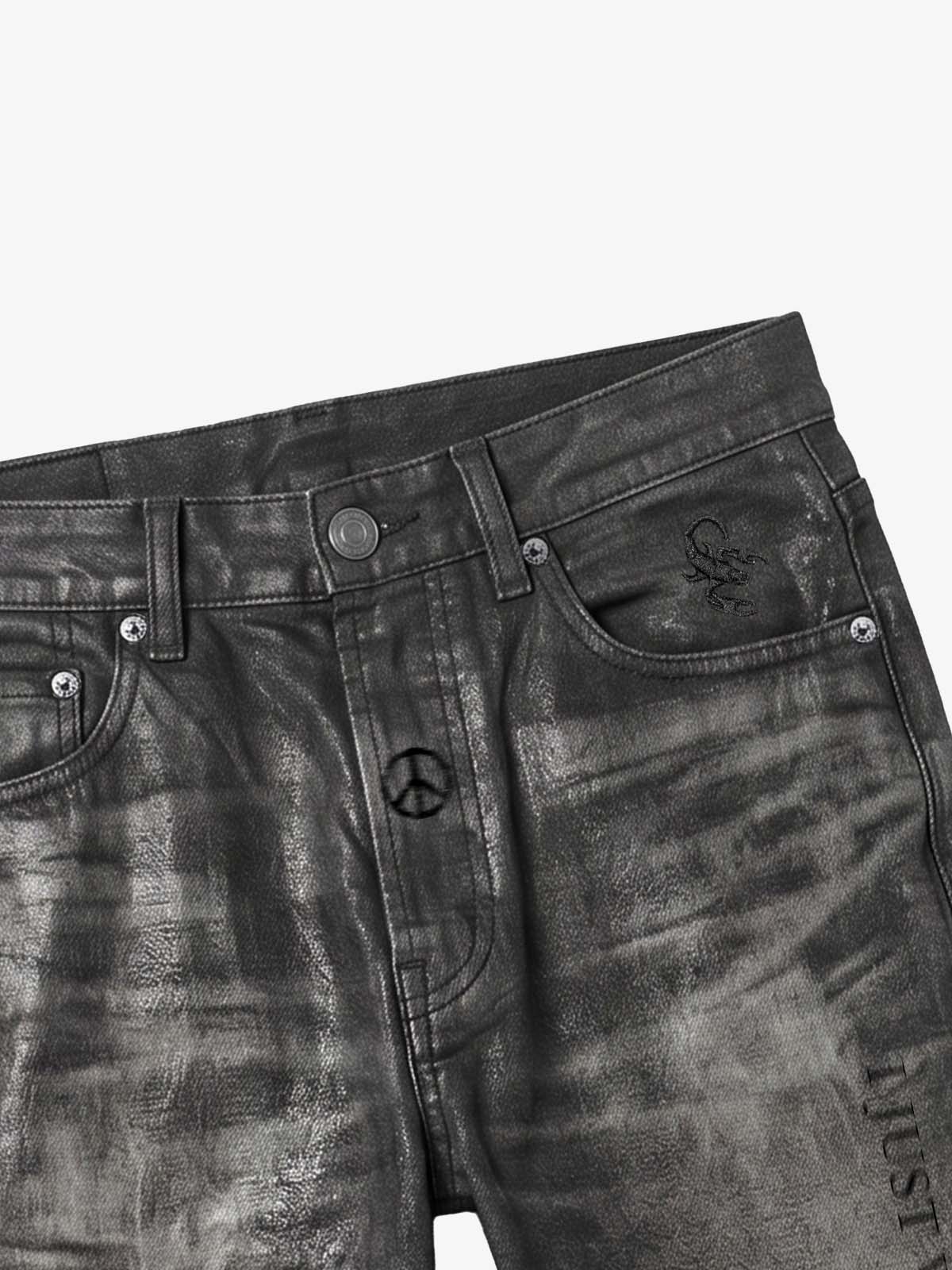Coated Washed Heavyweight Bootcut Jeans