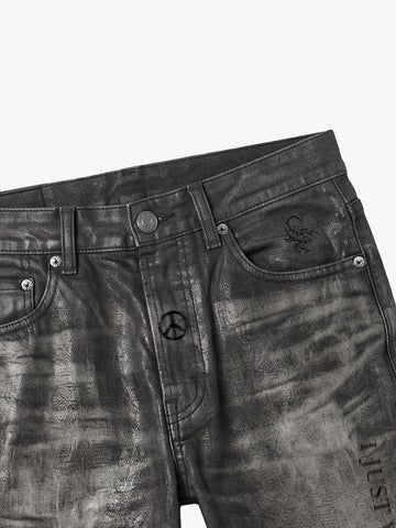 Coated Washed Heavyweight Bootcut Jeans