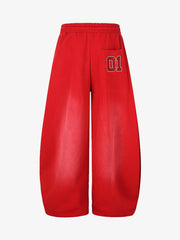 Letter Embroidered Wide-Leg Pants