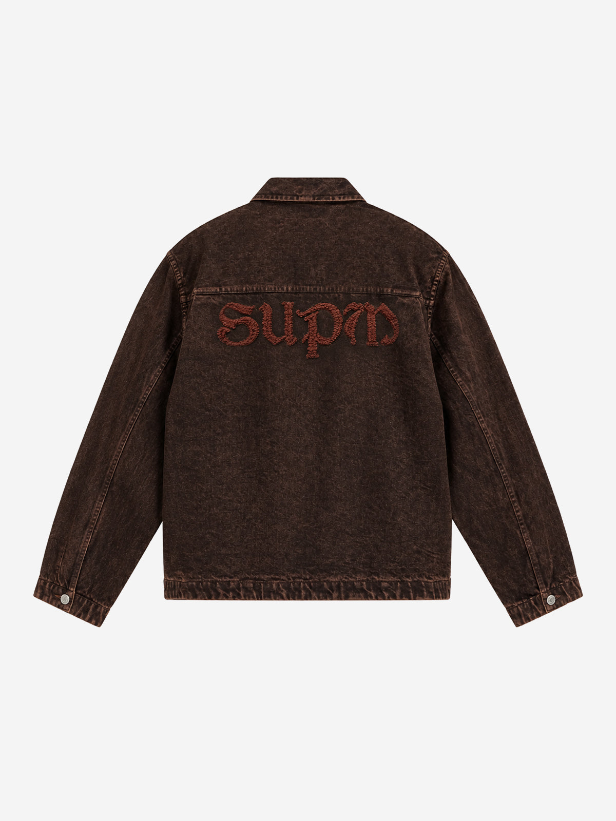 Scorpion Embroidered Washed Distressed Denim Jacket