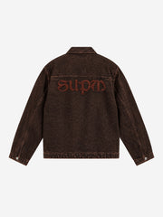 Scorpion Embroidered Washed Distressed Denim Jacket