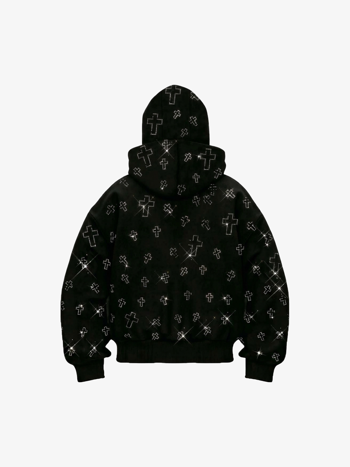 Rhinestone Cross Masked Sweatshirt