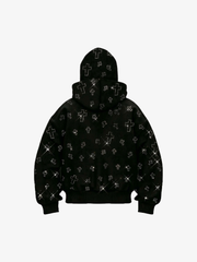 Rhinestone Cross Masked Sweatshirt