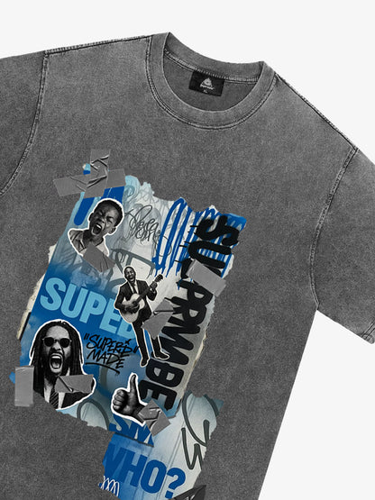 Supermade Trendy Retro Hip-Hop Character T-Shirt 