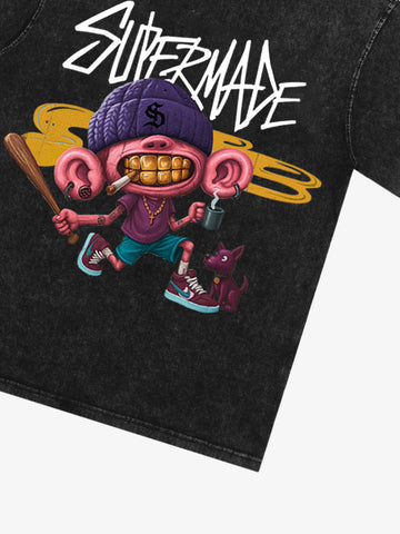 Thesupermade Cartoon Graffiti Trendy Weird Kid T-Shirt 