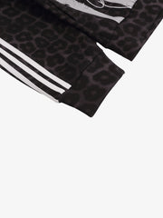 Lion Graphic Leopard Stripe Zip Hoodie