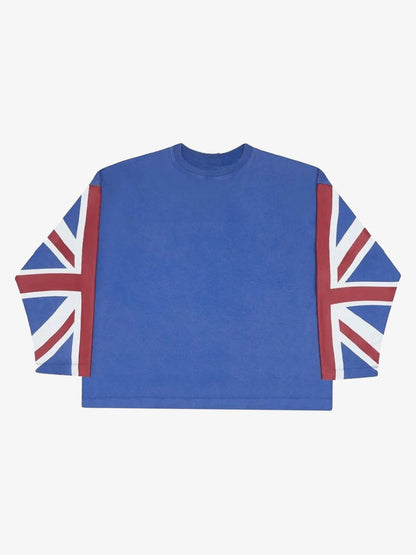 Flag Graphic Washed Distressed Long Sleeve Tee