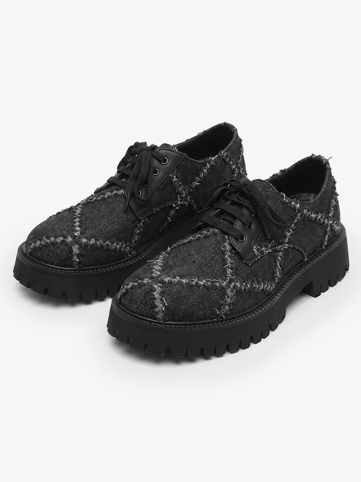 Ripped Chunky Platform Derby Shoes