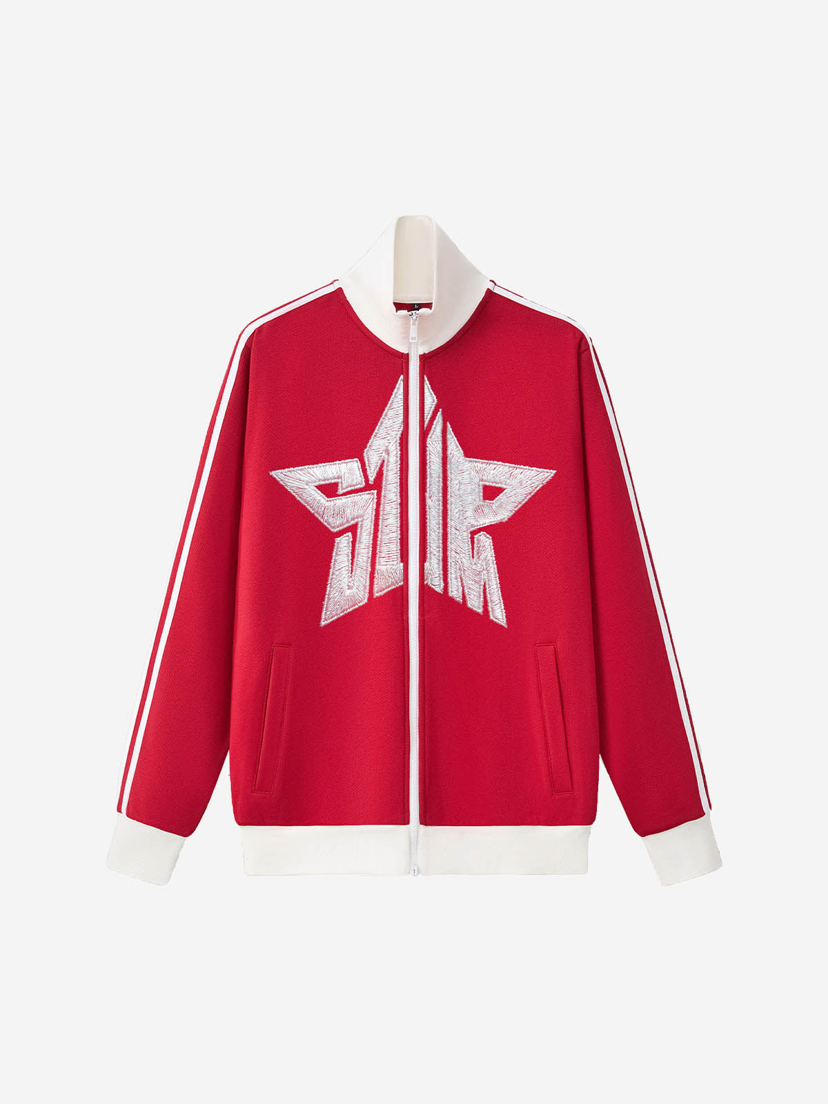 Star Embroidered Color Block Striped Heavyweight Sweatshirt