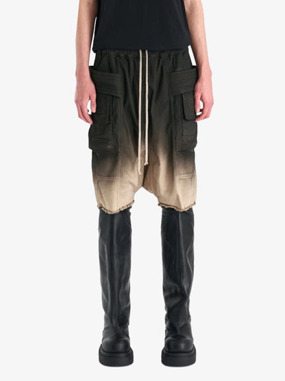 Faux Leather Gradient Cargo Shorts