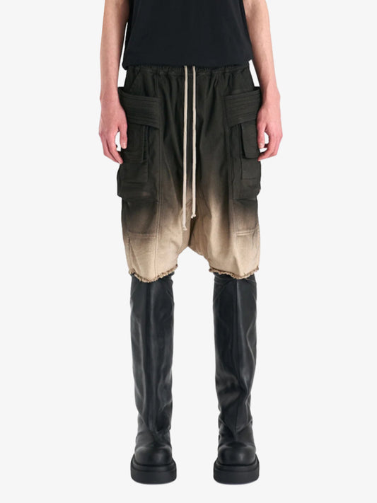 Faux Leather Gradient Cargo Shorts