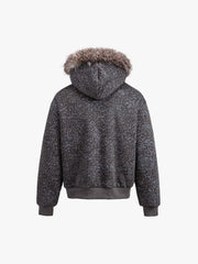 Leopard Napoleon Military Faux Fur Collar Coat