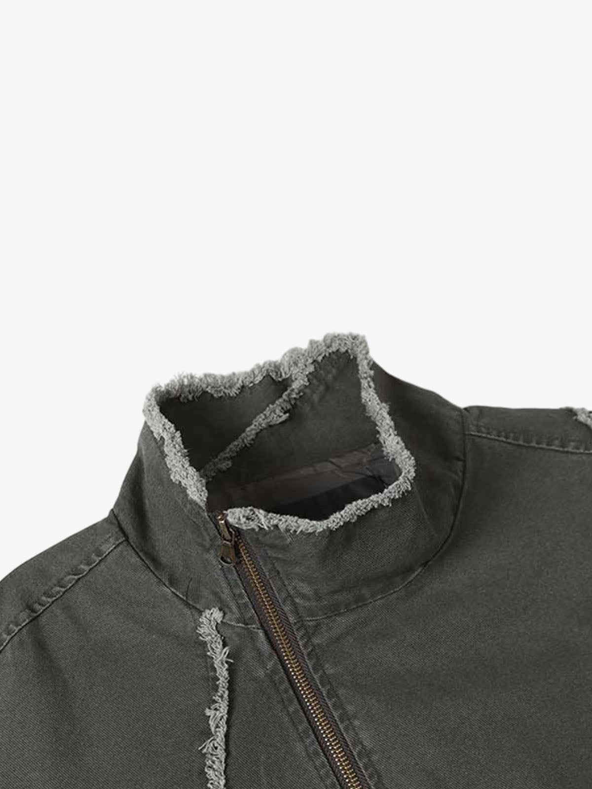 Deconstructed Patchwork Frayed Washed Jacket