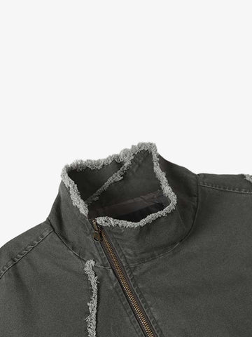 Deconstructed Patchwork Frayed Washed Jacket