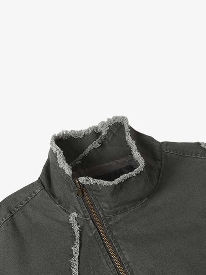 Deconstructed Patchwork Frayed Washed Jacket