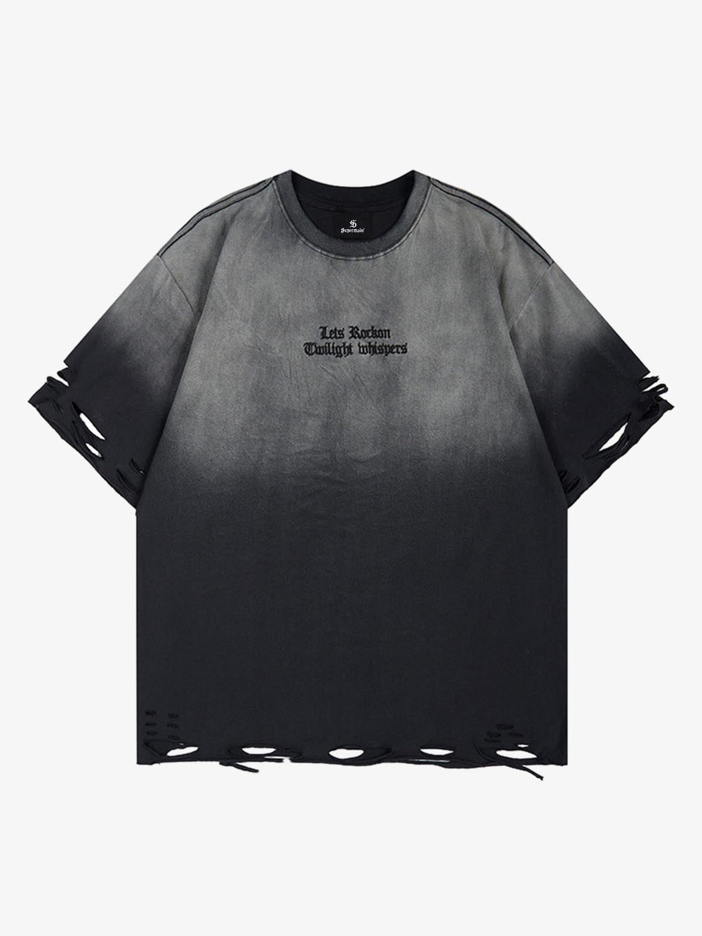 Gradient Washed Ripped Graphic T-Shirt 