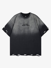 Gradient Washed Ripped Graphic T-Shirt 