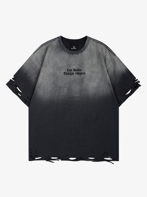 Gradient Washed Ripped Graphic T-Shirt 