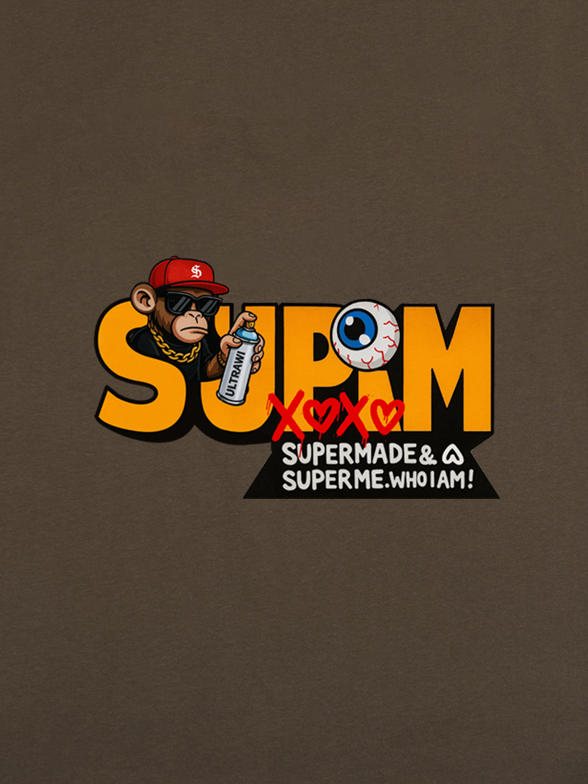 Supermade Trendy Hip-Hop Monkey Graffiti Font T-Shirt 