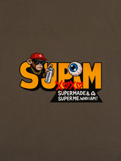 Supermade Trendy Hip-Hop Monkey Graffiti Font T-Shirt 