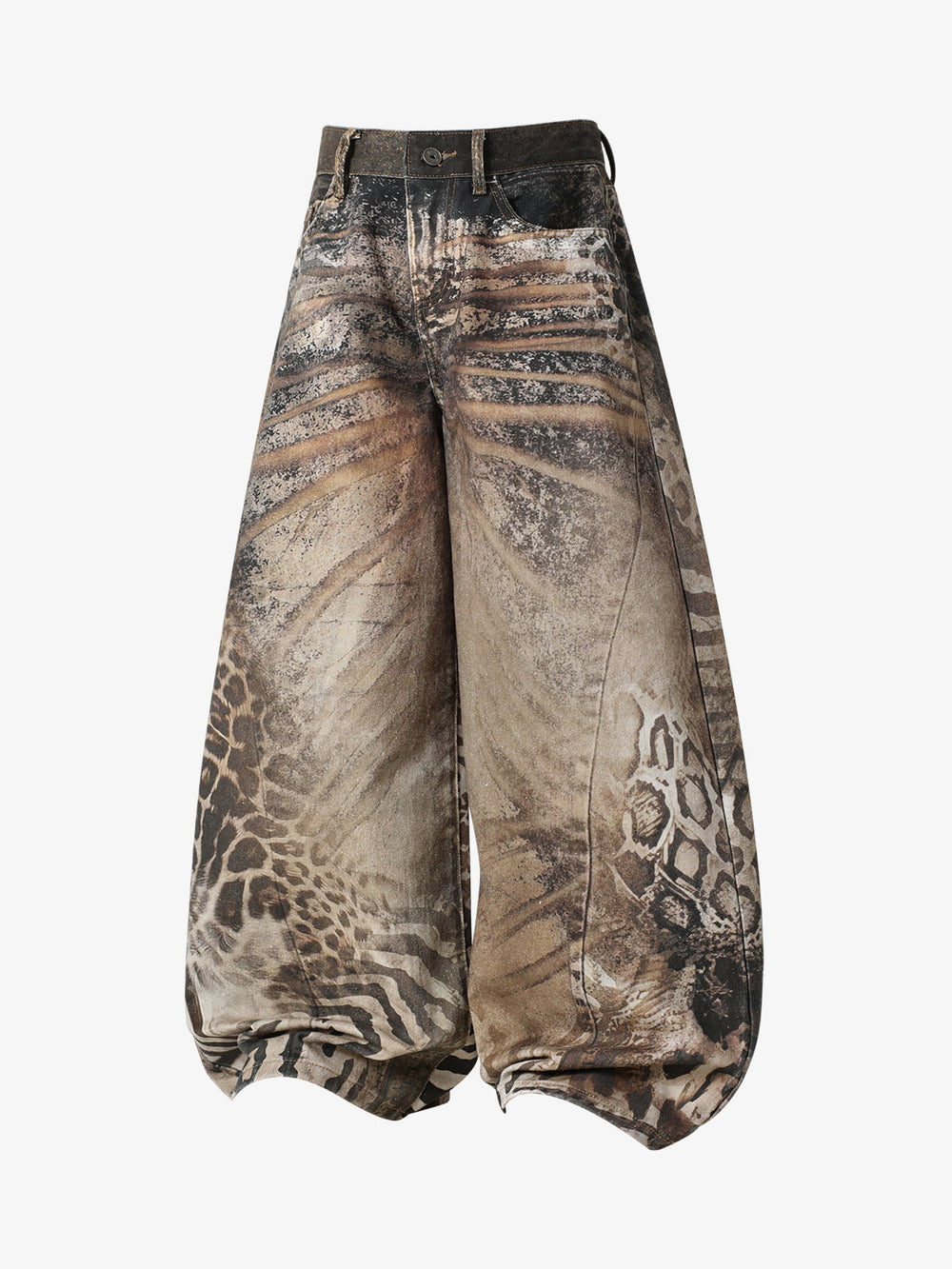 Thesupermade Distressed Animal Pattern 3D Print Jeans