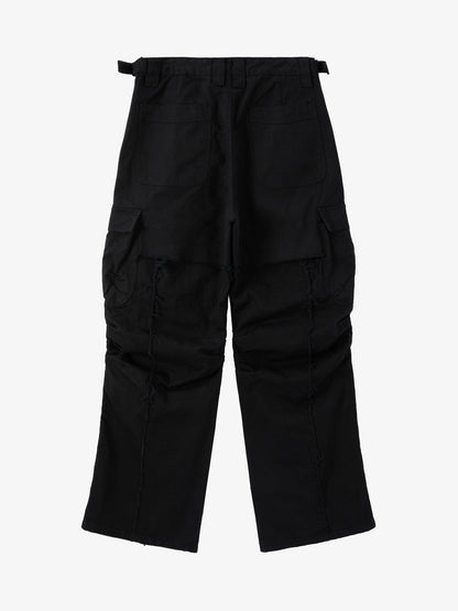 Supermade Retro Distressed Print Heavyweight Canvas Baggy Pants 