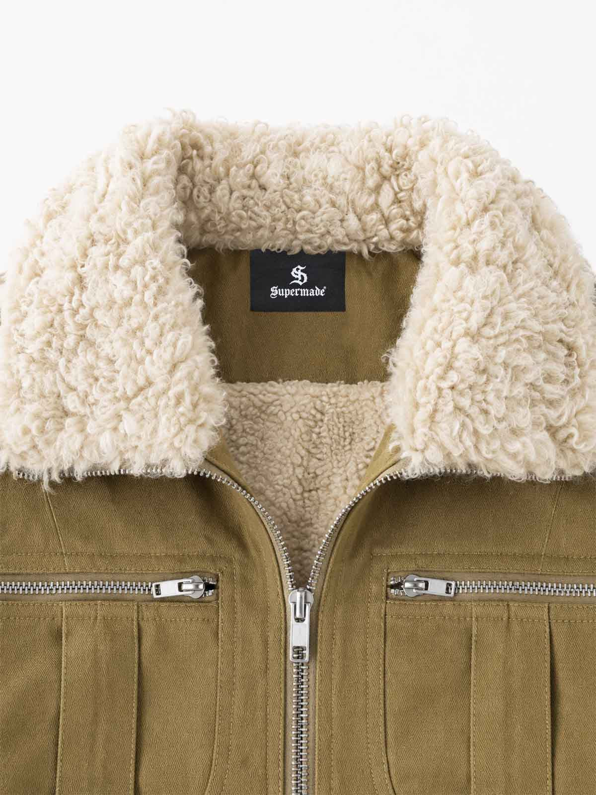 Faux-Shearling Collar Bomber Jacket