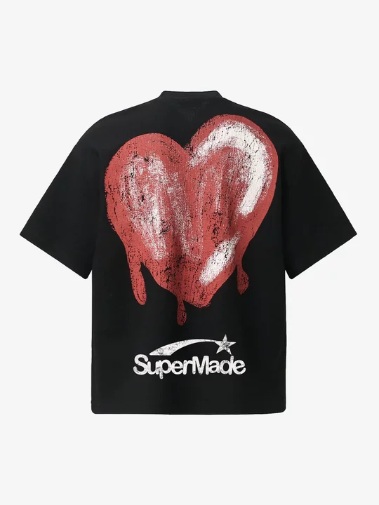 Skeleton & Melted Heart Graphic Waffle Knit T-Shirt 