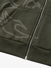 Rhinestone Scorpion Graphic Zip Hoodie
